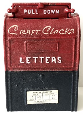 Vintage 1950s Cast Iron Metal U.S. Post Office Mailbox Still Coin Bank 4''  RW&B