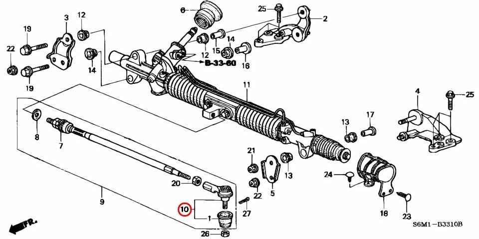 HONDA ACURA Genuino Integra RSX DC5 ELEMENT Extremo de varilla de amarre exterior 53541-S7A-003 OEM Foto 3 de 4
