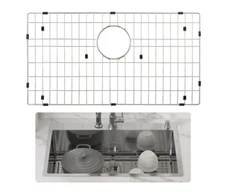 Steel Grid For Kitchen Sink Bottom 26"x14" Rear Drain Hole Drying Rack Non-Skid