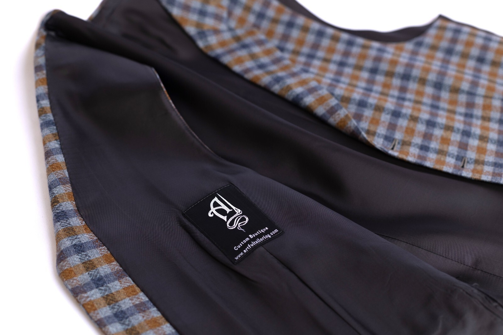 Custom Made Vest Plaid Fabric Vitale Barberis Canonico image 4