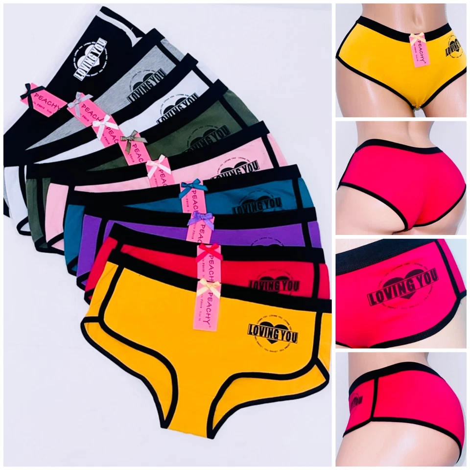 Boyshort Sports Sexy Love Panties 6 or 12 Undies 95% Cotton Underwear Panty S-XL - Image 3 of 4