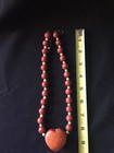 Brick Red String and Round Bead Necklace with Stone Heart Shaped Pendant18"Long — photo 10