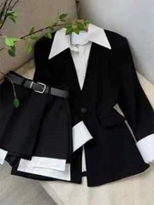  2 Piece Suit Jacket Top Half Skirt Shorts Short Pants 2Piece Set Blazers Shirts