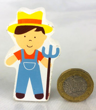 Action Figure Farmer Man Train Brio Big Rigs Wood Wooden Kids Toy