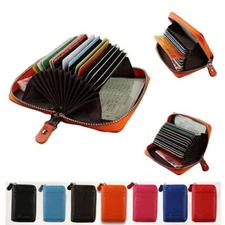 RFID Blocking Unisex Leather Multi Credit ID Cards Purse Zipper Mini Wallet