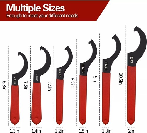 6pcs Coilover Spanner Wrench Set Coilover Wrench C-Shape Spanner Wrench Shock US - Picture 3 of 6