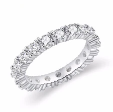 Women Prong Round CZ White Gold Plated Eternity Bridal Wedding Band Ring PE24