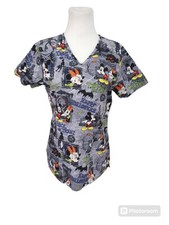 Disney Scrub Top Size XS Minnie Mickey Mouse Halloween Gray Trick Or Treat Fun
