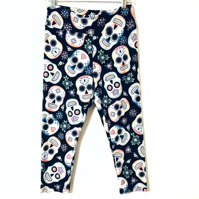 SUGAR SKULL CAPRI LEGGINGS SIZE 
