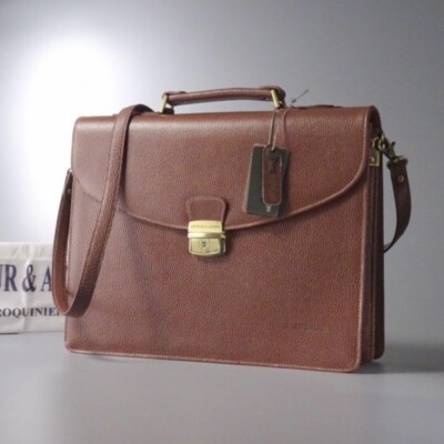Arthur and Aston Faux Leather Two Way Briefcase Brown with Storage Bag and  Key UK
