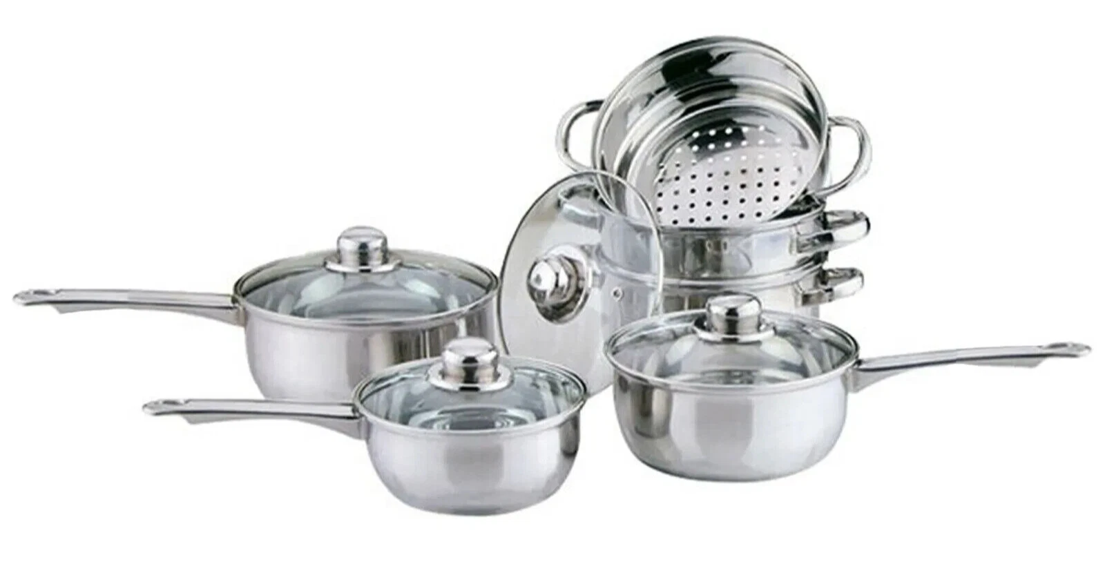 6x Steamer & Cookware Set Stainless Steel Sauce Pan Pot KITCHEN Cook UK FREE P&P
Opens in a new wind