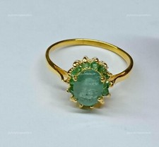 Smaragd Edelstein Cocktail Ring,925 Silber Handgemacht Zacken Set Hochzeit Gift