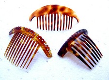 Three vintage hair combs faux tortoiseshell effect NO US IMPORT FEES