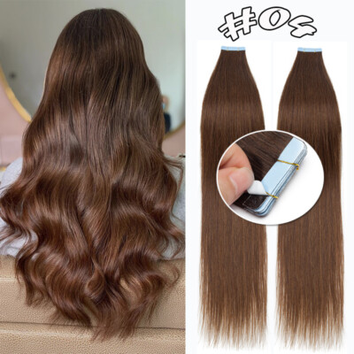 Ombre Highlight Tape In Remy HUMAN Hair Extensions Skin Weft Restyle Tool Wavy