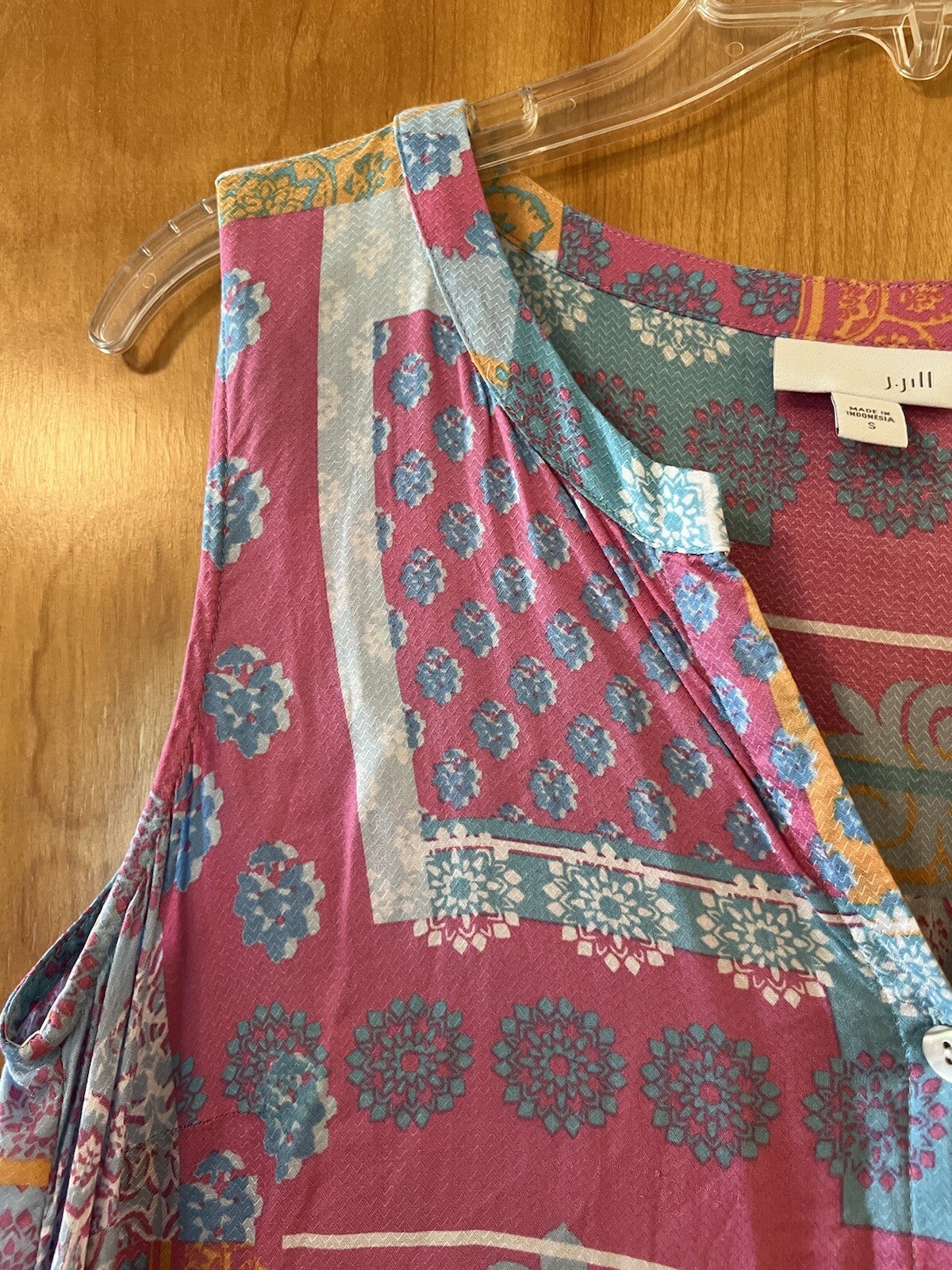 J. Jill Patchwork Multicolor Print Rayon Sleevele… - image 3