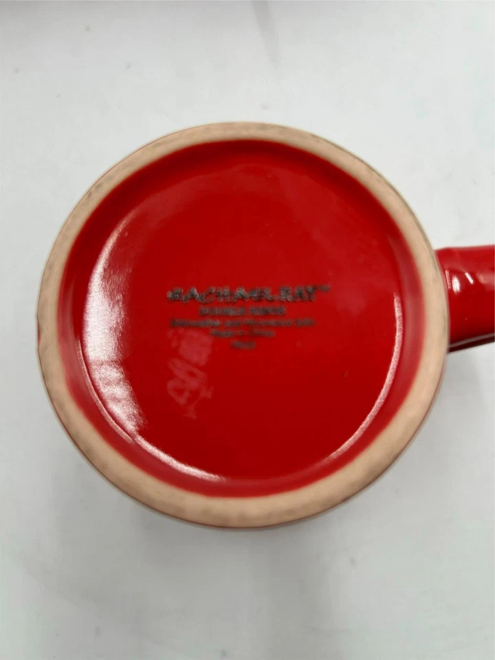 3) TAZAS DE CAFÉ RACHAEL RAY DOBLE CRESTA ROJAS EN MUY BUENA CONDICIÓN Foto 2 de 3