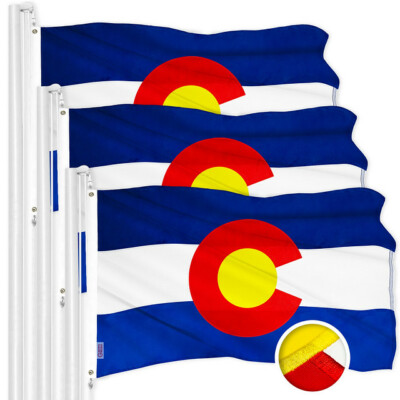 NEW G128 Colorado Flag 3-Pack 3x5 FT, State Embroidered Polyester