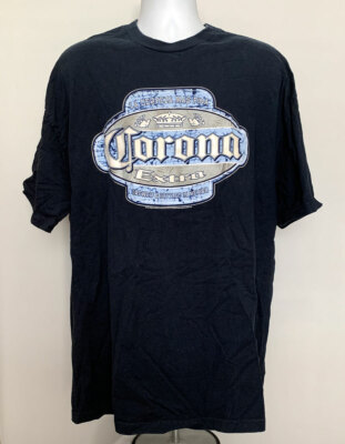 Corona Extra Beer La Cerveza Mas Fina T Shirt Mens 2XLT Blue Cotton Puffy Logo