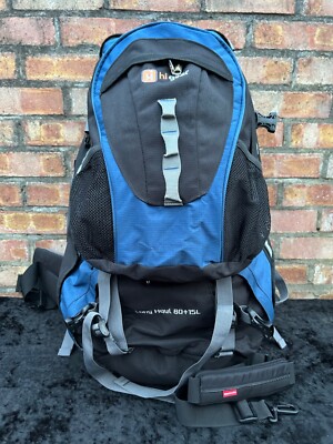 NEW Hi Gear Large Long Haul 80+15 Litre Rucksack Blue Black Raincover  Adjustable UK