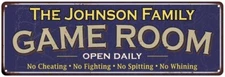 The Johnson Family Personalized Blue Game Room Metal Sign 106180037627