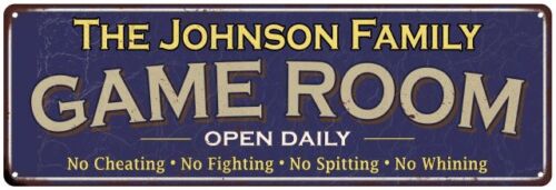 The Johnson Family Personalized Blue Game Room Metal Sign 106180037627 - Afbeelding 1 van 1