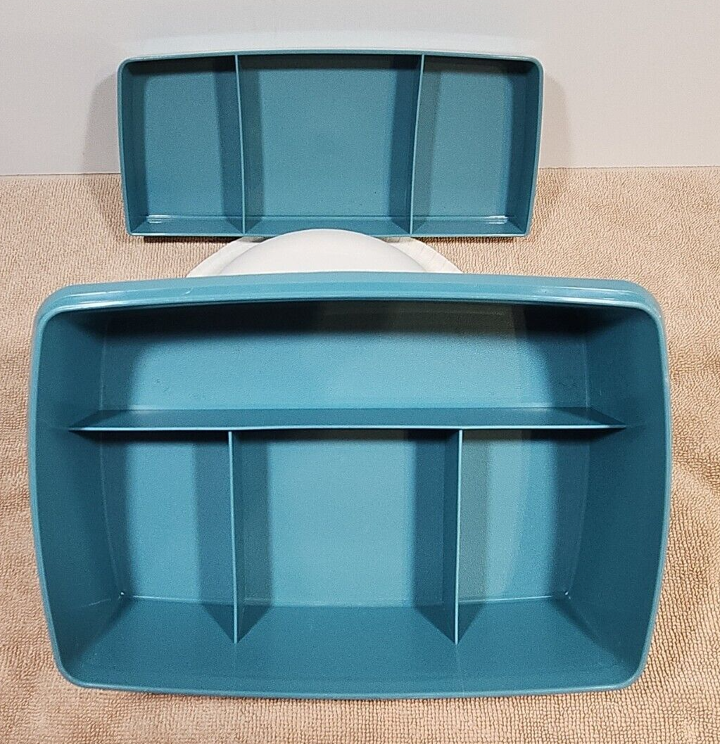 Tupperware Organizer 767-2 Blue TupperCraft Rectangular Container