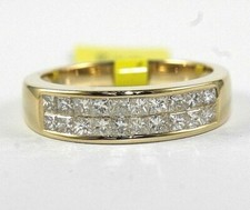 Natural Princess Cut Diamond 2 Row Cluster Men's Ring 14k Yellow Gold 1.38Ct