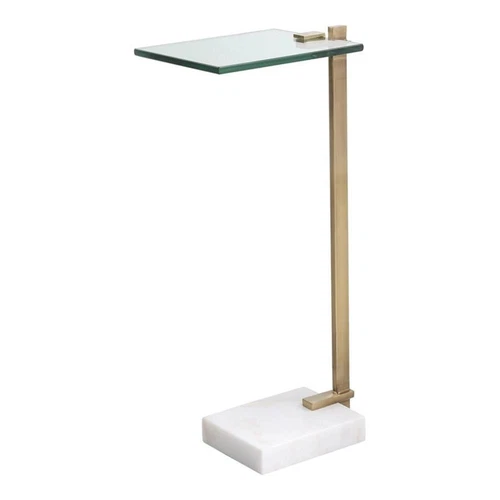 Uttermost Butler Stainless Steel and Marble Accent Table in Brass - Picture 1 of 9