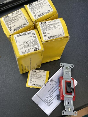 5X, HUBBELL SNAP1221BKNA WALL SWTCH, 1-POLE, 120/277V, 20A, TOGGL