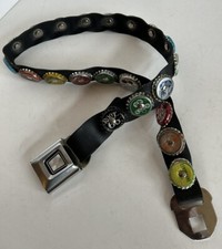 Vintage Black Rubber 34  Seat Belt Buckle Soda Pop Cap Belt