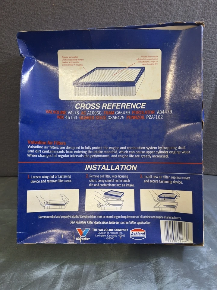 Filtro de aire Valvoline VA-78 Filtro de aire de alto rendimiento CHEV CAP 4.3/5.7L Foto 2 de 4