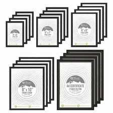 Black Photo Picture Frame, Pack of 4, STYRENE Front Wall Portrait Art Display