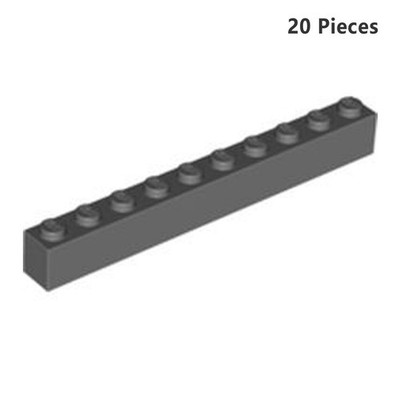 6111 Brick 1X10 Dark Gray Bricks 20 Pcs Bricks, Pieces & Parts 100% Compatible