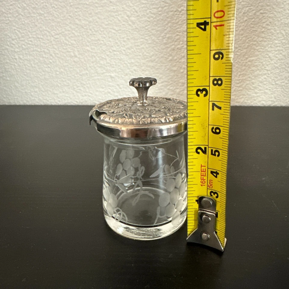 Kirk Repousse调味品或果酱罐带纯银盖 — 第 3/4 张图片