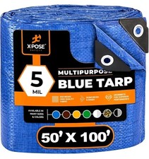 50' X 100' Multi Purpose Blue Poly Tarp Cover Tent Shelter RV Camping Tarpaulin