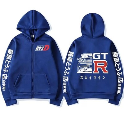 JDM Zip Up Hoodie Nissan Skyline GTR Initial D Anime Jacket Drift