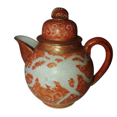 Nikko Ware Kato Kosaburo Phoenix Arabesque Gold Imari Ware Kyusu Teapot