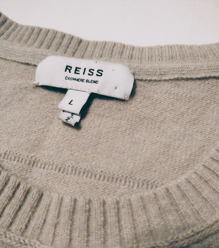 Suéter de manga larga gris claro REISS para mujer cuello redondo lana/cachemira (L) Foto 4 de 4