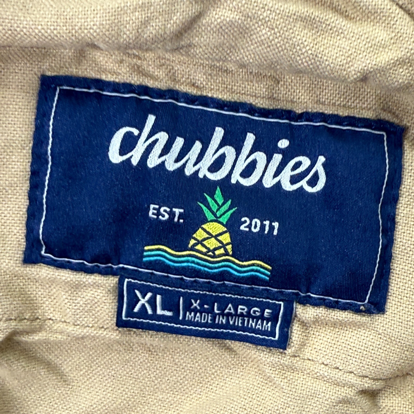 Chubbies Staples Shorts Men XL Beige Khaki 7" Elastic Regular Fit Stretch b101