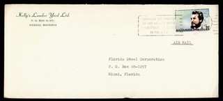 DR WHO 1976 BAHAMAS LUMBER ADVERTISING NASSAU AIRMAIL TO USA R81638