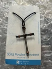 Bob Siemon Nail and Copper Wire Cross 2 inch long  Pendant on Leather Cord, 30"