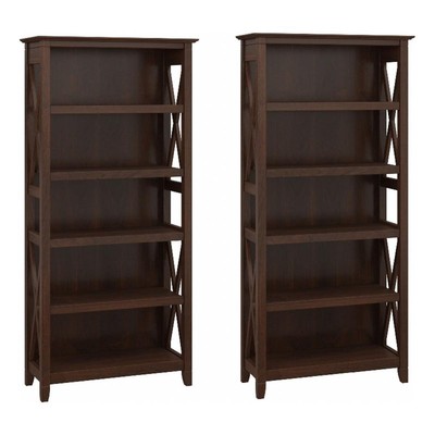Key West 5 Shelf Bookcase Set in Bing Cherry - Engineered Wood
