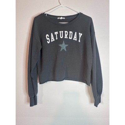 Grayson Threads Saturday Sweatshirt Women s M Gray Lounge Sleepwear Pullover