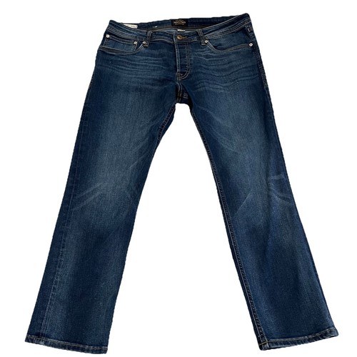 Jack & Jones Glenn Slim Fit Jeans Mens 36x30 Dark Wash Stretch Denim Button Fly