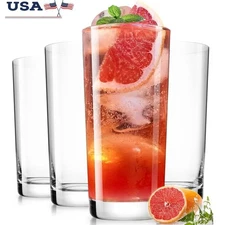 Highball Glasses Set of 4 Borosilicate Stackable Cocktail Drinking Cups New
