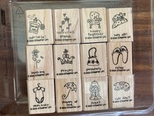 Stampin Up A Little Love Wood Mounted Rubber Stamp Set 2004 Complete w/ Case
