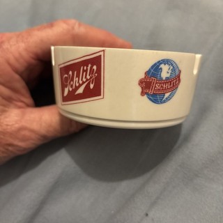 Vintage Schlitz Beer Bar White/Red Ashtray by ORNIMIN 3 3/4 inch