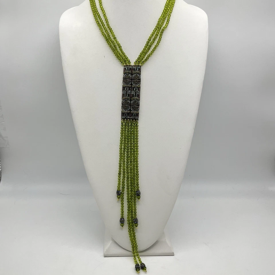 Collar Heidi Daus Peridoto Imitación Lariate en Caja de Exhibición Original Borlas LARGAS Foto 2 de 4