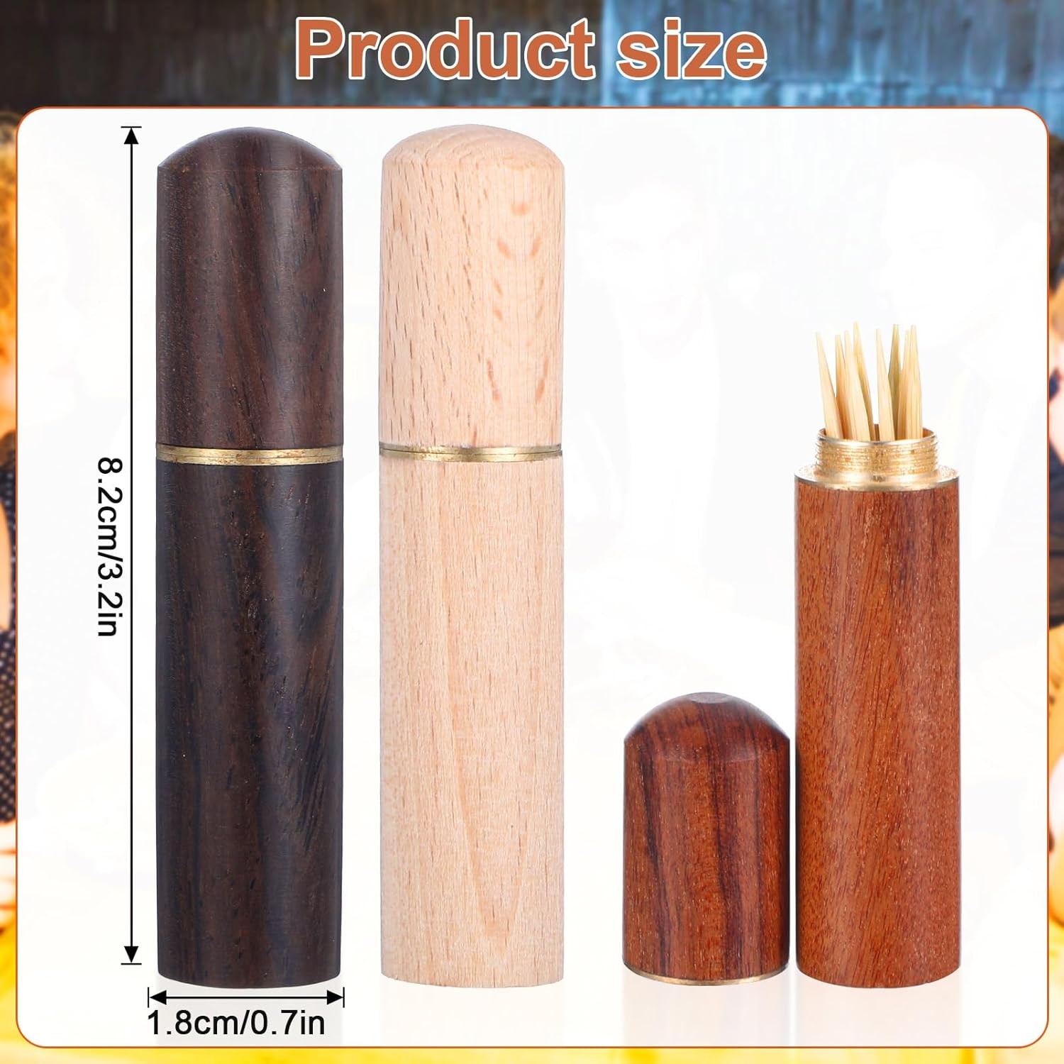 3 pocket toothpick holder, portable wooden toothpick holder