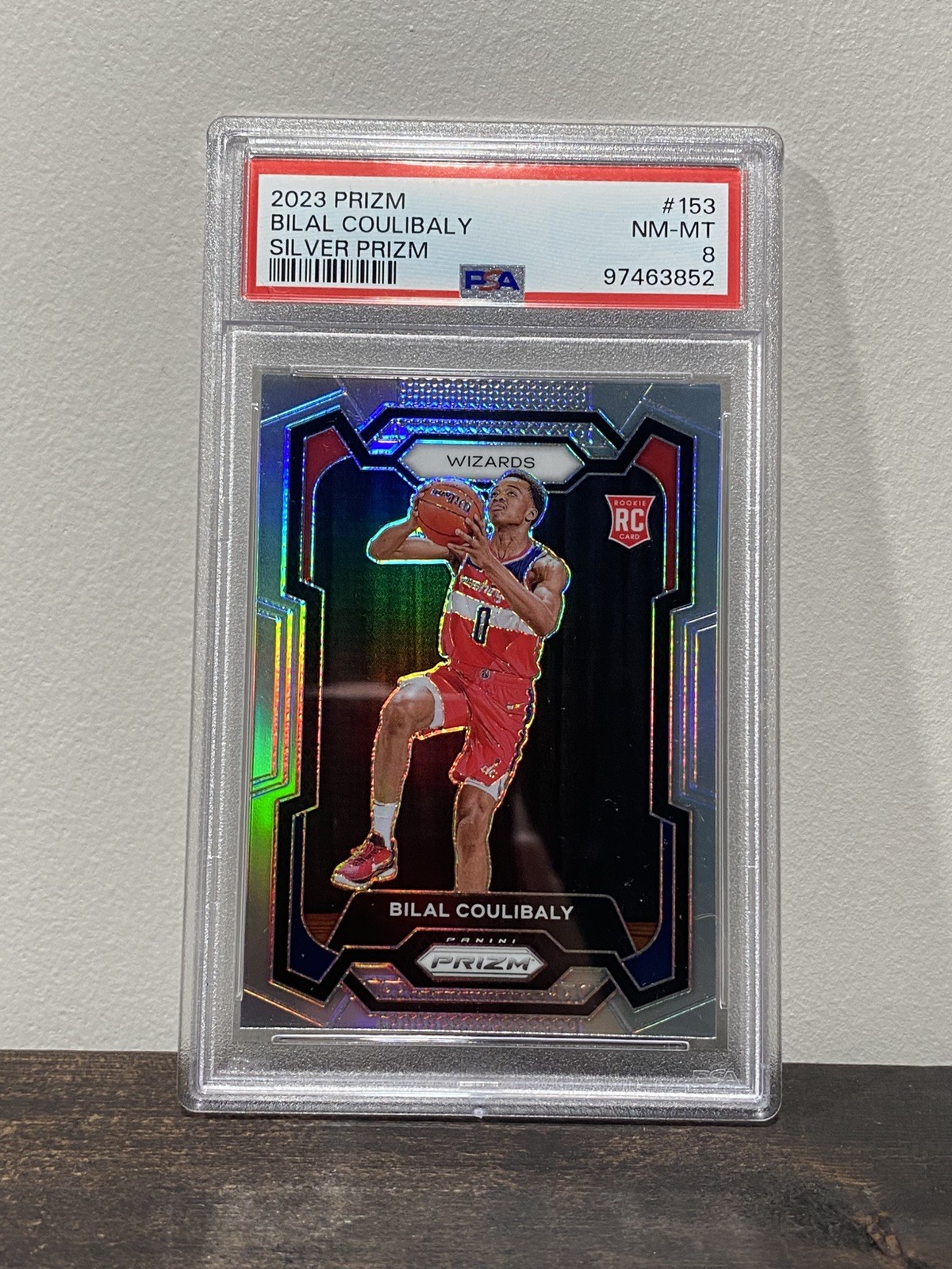 2023-24 Panini Prism Bilal Coulibaly #153 Silver Prizm (RC) PSA 8